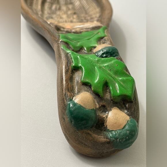 Retro Ceramic Owl Spoon Rest Holder with Wall Hanger Hand Painted Vintage - Picture 3 of 4